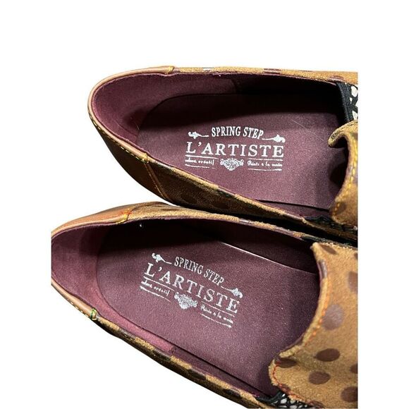 L'Artiste Spring Step Klasik Tassel Brown Suede Polka Dot Loafer Size 40 - Picture 5 of 7